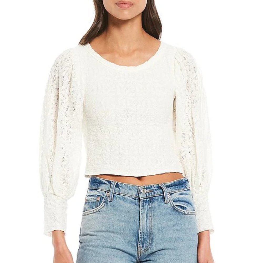 Free People Long Puff Sleeve Top   Medium   NWT